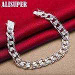 925 h&otilde;bedast k&uuml;lgsuunas 10 mm ketiga ruudukujulise pandlaga k&auml;ev&otilde;ru ehted 20cm