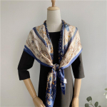 110*110 cm Ruudukujuline siidist sall Naiste mood tr&uuml;kitud v&auml;ike kaelasall Kontori naiste juuksev&ouml;&ouml; Folar taskur&auml;tik Naiste taskur&auml;tik r&auml;tik sall 110*110cm sinine