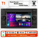 2 DIN Android autoraadio multimeediumipleier Stereo Ford Focus 2007 Mondeo S-max C MAX Kuga Galaxy Fiesta Transit Fusion Carplay BT GPS Wifi 2+32GB jaoks 1+32GB must