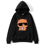Paar kapuutsiga Bubu vaatab filmi koos Duduga s&uuml;gisene sviitri multifilm Kawaii pullover L must