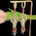 CMM vintage r&otilde;ngas mitmev&auml;rvilise Animal Phoenix ripatsiga kuupmeetrist tsirkoonist pika tutiga, rippuvad k&otilde;rvar&otilde;ngad naistele boheemlaste ehetega kuld