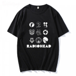 Radioheadi klassikaline T-s&auml;rk, Unisex ja naiste 100% puuvillane indie-f&auml;nnide b&auml;nd Rock Boy Print Loose Japan Station Tops Muusika T-s&auml;rgid Meeste topid Unisex T-s&auml;rk L