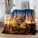 Beast Animal Tiger, Sabretooth Cartoon Pehme pl&uuml;&uuml;sist tekk, Flanelltekk Elutoa voodi Diivan Pikniku jaoks 100x125cm (40x50inch)