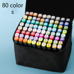 Topeltpeaga marker, eriv&auml;rviline, veekindel, pleekimatu. &Otilde;pilaste pintsliga marker, 80 v&auml;rvi / 120 v&auml;rvi. must