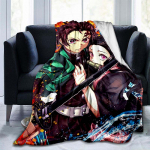 Demon Slayer Tekid Flanell Tekid Anime Tekk Mat Pehme Vooditekk Ranna Soe Reisikate lastele Voodipesu Diivanitekk 75x90cm