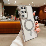 Luksuslik magnetkattega l&auml;bipaistev telefoni&uuml;mbris Samsung Galaxy S24 S23 S22 Ultra Plus s&auml;rava teemantobjektiivi kaitsega, pehme kate For Samsung S24 h&otilde;be