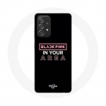 Coque pour Samsung Galaxy A33 5G Blackpink in Your Area Fond Noir Logo Rose
