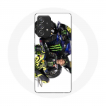 Valge taustaga &uuml;mbris Samsung Galaxy A52 Valentino Rossi Speedi draiveri jaoks