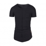 Meeste suvine T-s&auml;rk &uuml;hev&auml;rviline keskmise pikkusega lapiline V kaelus, k&otilde;verdatud &auml;&auml;r, l&uuml;hikesed varrukad, pehme hingav pullover Sport vabaaja meeste j&otilde;usaali treeningtopp L j&auml;rve sinine v&auml;rv