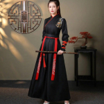 Hiina Hanfu kleit Naiste riided Vintage etnilises stiilis mood riided Elegantsed t&auml;navar&otilde;ivad vabaaja Hiina traditsiooniline kleit S must