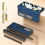 Magnetiline topeltliigendiga nahast kronsteini &uuml;mbris Samsung Galaxy Z Fold 5 4 3 kate kilepliiatsipesaga koos S pliiatsiga Z Fold5 Fold4 jaoks For Galaxy Z Fold 3 sinine