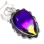 Natural Bi-Color Tourmaline Gemstone 925 Sterling Silver Gift Pendant 2.17 u4u51