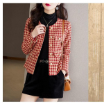 Ruuduline Korea stiilis l&uuml;hike mantel, pikkade varrukatega naiste vabaaja kardigan S