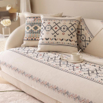 Bohemian puuvillane ja linane diivanipadi Four Seasons universaalne diivani kate libisemisvastane kortsudevastane kriimustusvastane padi 65x65cm beige