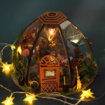 Isetegemise miniatuurse maja komplekt 3D aia puidust pusle ehitamine LED-valgustusega dekoor K&auml;sit&ouml;&ouml; miniatuurne nukumaja materjal kokkupanek kingitus lastele Size 2