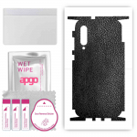 apgo Protective Skin Sticker for the back+sides compatible with Xiaomi Mi 9 Pro, Full Wrap Film, Foil, Vinyl - Pattern Black Leather