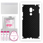 apgo Protective Skin Sticker for the back+sides compatible with Nokia 7 plus, Full Wrap Film, Foil, Vinyl - Pattern Carbon Black