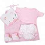 K&auml;sitsi valmistatud beebinuku riided 23-tollisele Reborn Doll kassimustrile koos pudip&otilde;lledega, laste maja m&auml;ngunuku tarvikute jaoks 23 inch