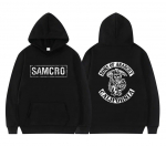 Sons of Anarchy SAMCRO Kahepoolne tr&uuml;kitud t&auml;navar&otilde;ivad meeste ja naiste Harajuku kaubam&auml;rgiga disainitud kapuutsiga meeste suur L-12XL kapuutsiga kampsun L must
