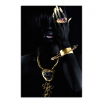 Kuldne kaelakee Aafrika naise l&otilde;uendimaal Figuurikunsti plakatid ja tr&uuml;kised Mustad naiste seinakunstipildid elutoa sisekujunduseks 20x30cm