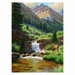 DIY teemantmaal Kaunis maastik ristpistes komplekt Mosaiikkunst Teemantmaal T&auml;isringi teemantidega kodukaunistus Round 30x40cm