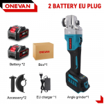 ONEVAN Harjadeta nurklihvmasin 125MM juhtmevaba poleerimislihvmasin 6 k&auml;iku metalli puidu l&otilde;ikeriist Makitale 18V akule 1 Battery EU Plug