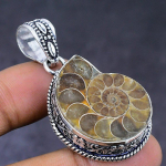 Ammonite Fossil Gemstone 925 Steling Silver Jewelry Pendant 1.85 y6t51