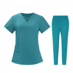 2tk/komplekt Unisex haiglavormikomplekt V-kaelusega l&uuml;hikeste varrukatega taskud Topid Elastsed v&ouml;&ouml;p&uuml;kste komplekt Kiirelt kuivav haigla hambaravi koorimine vormiriietus S must