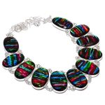 Natural Dichroic Glass Gemstone 925 Sterling Silver Jewelry Necklace 18 c5t80