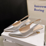 mood Mood Naiste kingad Uued naiste pumbad &Uuml;hev&auml;rvilised Lihtsad keskmise kontsaga kingad Seksikas terava varbaga Slingback Elegantne kleit kingad 37 h&otilde;be