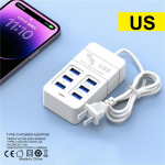 6-porti USB-kiirlaadimisjaam 35W PD-t&uuml;&uuml;pi C-kiirlaadimisega seinalaadijad USB-jaoturi adapter EU USA pistik
