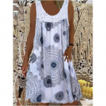 JKASHDK Naiste mood suvised kevadised varrukateta O-kaelusega vaba v&ouml;&ouml;kohaga kleidid S valge