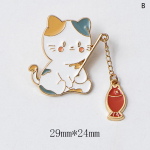 Cartoon Cat Pross Pins Cat Fishing With Chain Diy Button Pin Denim Jope Pins 29x24mm