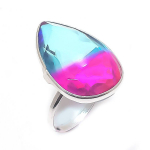 Natural Bi-Color Tourmaline 925 Sterling Silver Jewelry Ring Size 7 n8y64