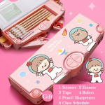 Kawaii pliiatsi&uuml;mbrised multifunktsionaalsed armas pliiatsikarp Tagasi kooli kontoritarbed t&uuml;drukutele Jaapani Korea hoiukott Kirjatarbed