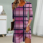 Naiste vabaajakleit S&uuml;gisene v&otilde;reprintiga kleidid naistele O-kaelusega l&uuml;hikeste varrukatega kleit plusssuuruses XS roosa