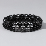 Golbaljew 2 tk helmestega k&auml;ev&otilde;ru meestele naturaalne tiigrisilm hematiit obsidiaan helmed k&auml;ev&otilde;rud homme energia veniv k&auml;ev&otilde;ru meeste ehted 23CM