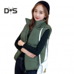 Naiste Talvine Puuvillane Mantel Kapuutsiga Kaitsva K&otilde;rge Kraega Paks Polsterdus Eemaldatav Kapuuts L&uuml;hike Tuulekindel Lukuga Taskud Lukuga Vest M