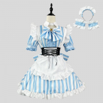 Uus Jaapani stiilis armas triibuline teenijakost&uuml;&uuml;m COSPLAY Lolita pluss suuruses teenijakost&uuml;&uuml;m 5XL helesinine v&auml;rv