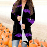 Naiste mood vabaaja Halloweeni tr&uuml;kiga keskmise pikkusega kardigan-jakkmantel XXL