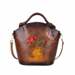 Vintage reljeefsed &otilde;lakotid naistele, ehtsast nahast k&auml;ekotid daamidele, moekad crossbody-kotid, rahakotid, &auml;mbrikotid GZW 31cm*26cm*14cm kohv