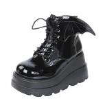 Autumn Winter Women's Waterproof Platform Wedge Boots with Wings Decor 37