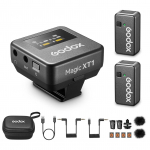 Godox Magic XT1 &Uuml;ks-p&auml;&auml;stik-kaks 2.4G Traadita mikrofonis&uuml;steem Magnetilise klipsiga mikrofonid must