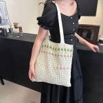 Naiste heegeldatud &otilde;lakott Suure mahutavusega vibu disain Esteetika K&auml;ekott Shopper Igap&auml;evane &otilde;lakott Vabaaja reisikott 33x38cm roosa