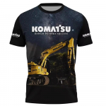 Ekskavaator Ehitusmasinad 3D-print T-s&auml;rgid Meeste Suvine Spordi L&uuml;hikeste Varrukatega T-s&auml;rk Komatsu O-kaelusega S&auml;rk Tees Topid XL