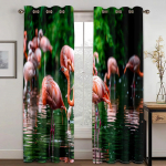 Kvaliteetne Flamingo Ranna Mere Prindiga Paks Pimendav Kardin Roosa Loom elutoa akna jaoks K&otilde;rge Varjutusega Kardinad Uus Drapeerimine W55 X H120cm X 2&HOOK