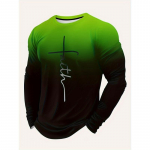 ''faith'' gradientv&auml;rviprint, meeste pikkade varrukatega uudne T-s&auml;rk, stiilsed t-s&auml;rkid s&uuml;giseks, meeste r&otilde;ivad L