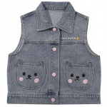 Girls Bear Denim Vest Kevad- ja s&uuml;gismood Lasteriided Varrukateta jakid t&uuml;drukutele beebitopsidele 100 sinine