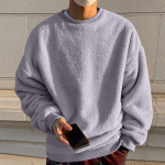 Meeste dressipluusid pikkade varrukatega fliisist vabaaja fuzzy kaelusega pullover soe talv XXXXXL
