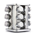 P&ouml;&ouml;rlev v&uuml;rtsiriiul-organisaator 12 klaaspudeliga, roostevabast terasest p&ouml;&ouml;rlev maitseainete hoiustamise organiseerija, lauapealne v&uuml;rtsiriiul h&otilde;be